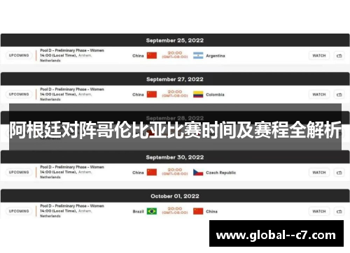 阿根廷对阵哥伦比亚比赛时间及赛程全解析