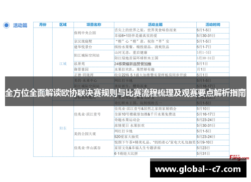 全方位全面解读欧协联决赛规则与比赛流程梳理及观赛要点解析指南